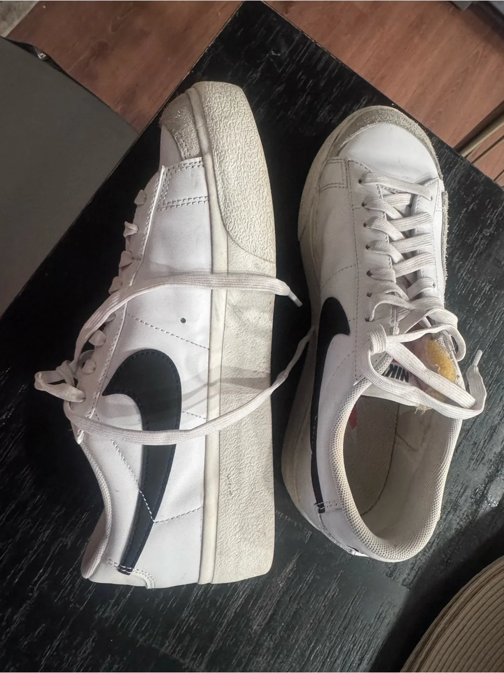 Nike Men’s White Sneakers with Black Swoosh